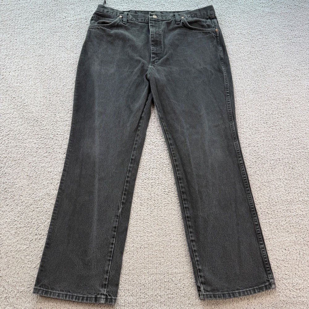 Wrangler 936WBK Black Slim Fit Cowboy Cut Jeans Mens 38x30 Vintage Faded Denim